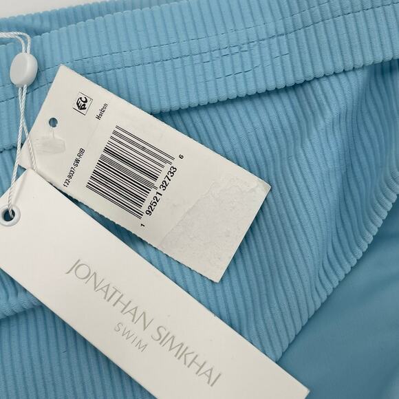 Jonathan Simkhai Swim Bikini Bottom Size Large Ribbed Horizon Blue Belt NWT - Picture 7 of 16